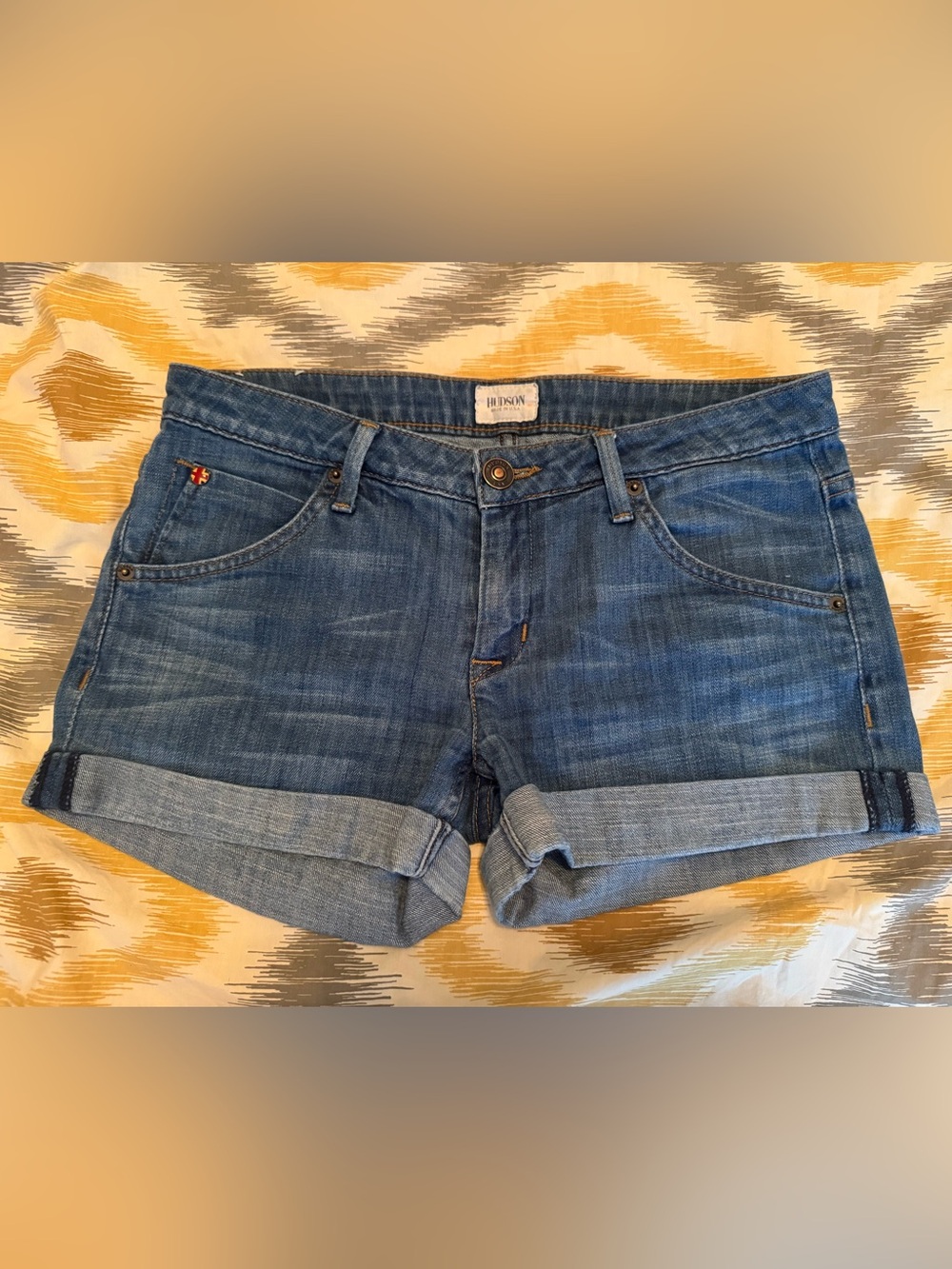 Hudson Jeans Women's Dark Blue Rolled Cuff Jean Shorts